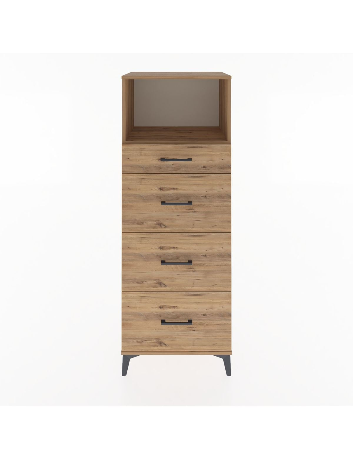 Hyperion Dolap Tek Raflı 4 Çekmeceli 60x44x163 Çam-Çam