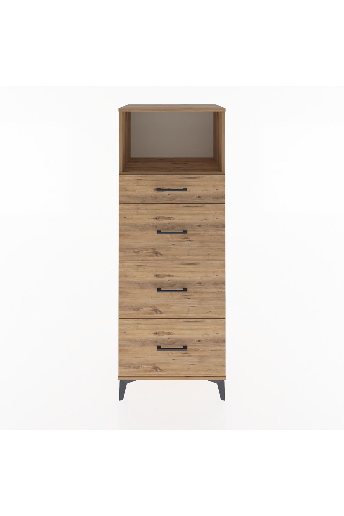 Hyperion Dolap Tek Raflı 4 Çekmeceli 60x44x163 Çam-Çam