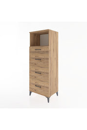 Hyperion Dolap Tek Raflı 4 Çekmeceli 60x44x163 Çam-Çam