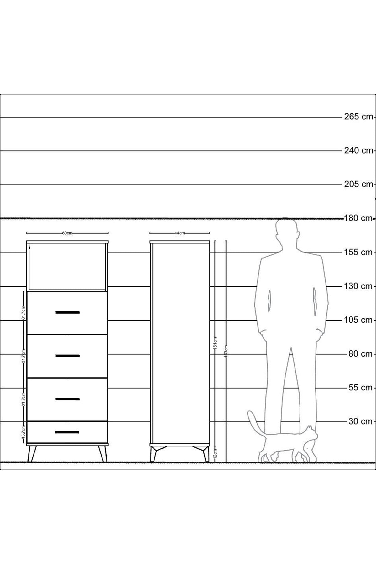 Hyperion Dolap Tek Raflı 4 Çekmeceli 60x44x163 Aytaşı-Aytaşı