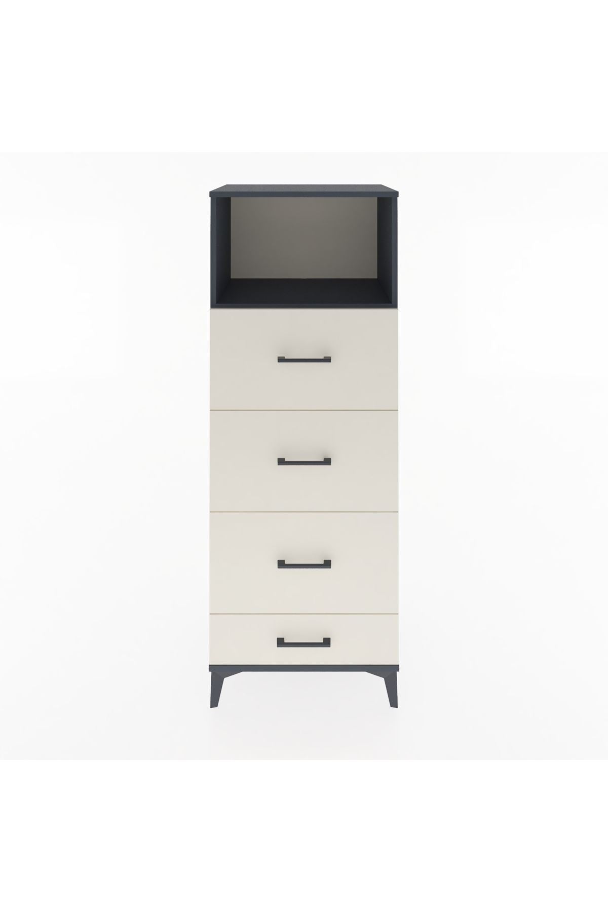 Hyperion Dolap Tek Raflı 4 Çekmeceli 60x44x163 Antrasit-Aytaşı