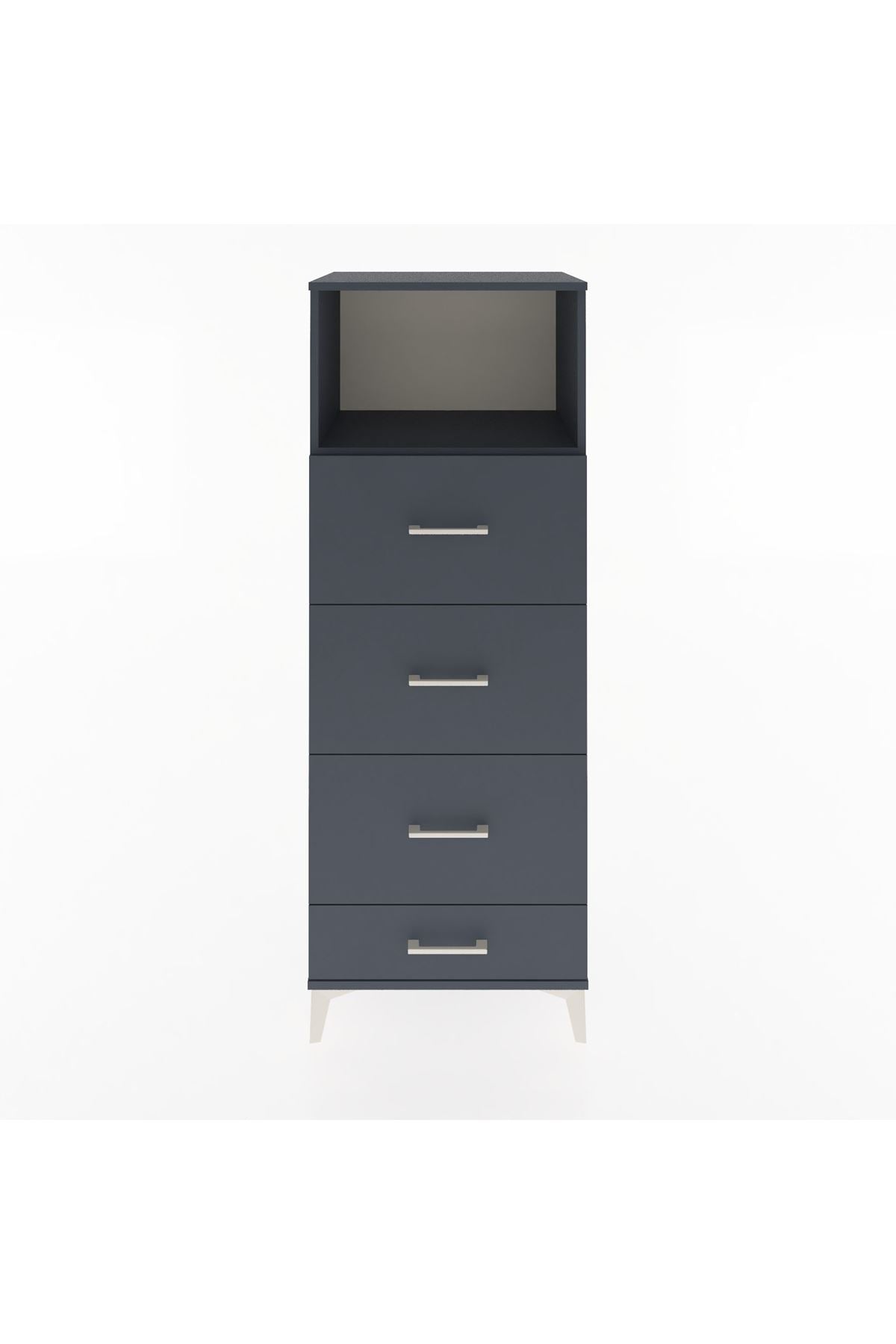 Hyperion Dolap Tek Raflı 4 Çekmeceli 60x44x163 Antrasit-Antrasit