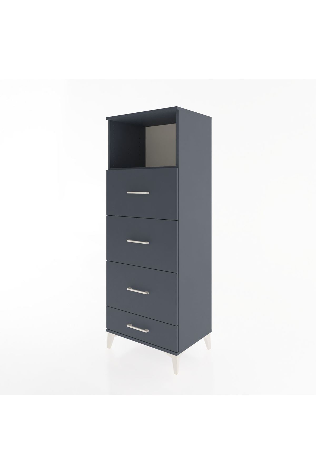 Hyperion Dolap Tek Raflı 4 Çekmeceli 60x44x163 Antrasit-Antrasit
