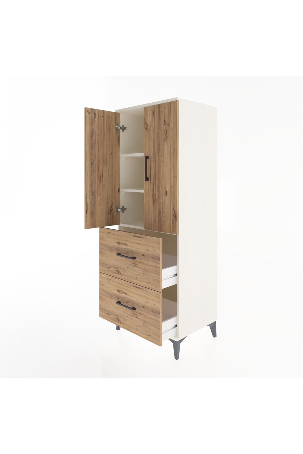 Hyperion Dolap 3 Raflı 2 Çekmeceli 2 Kapaklı 60x44x163 Aytaşı-Çam