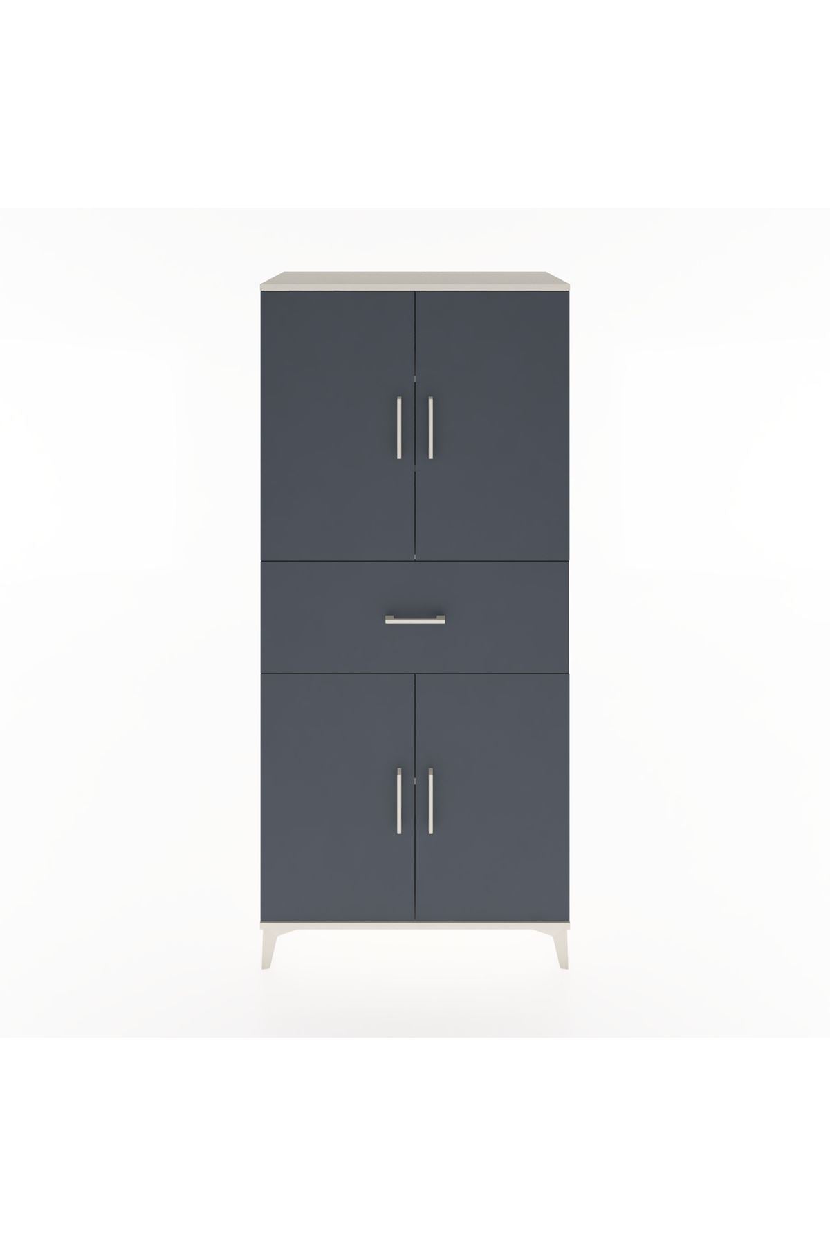Hyperion Dolap 4 Raflı Tek Çekmeceli 4 Kapaklı 88x44x195 Aytaşı-Antrasit