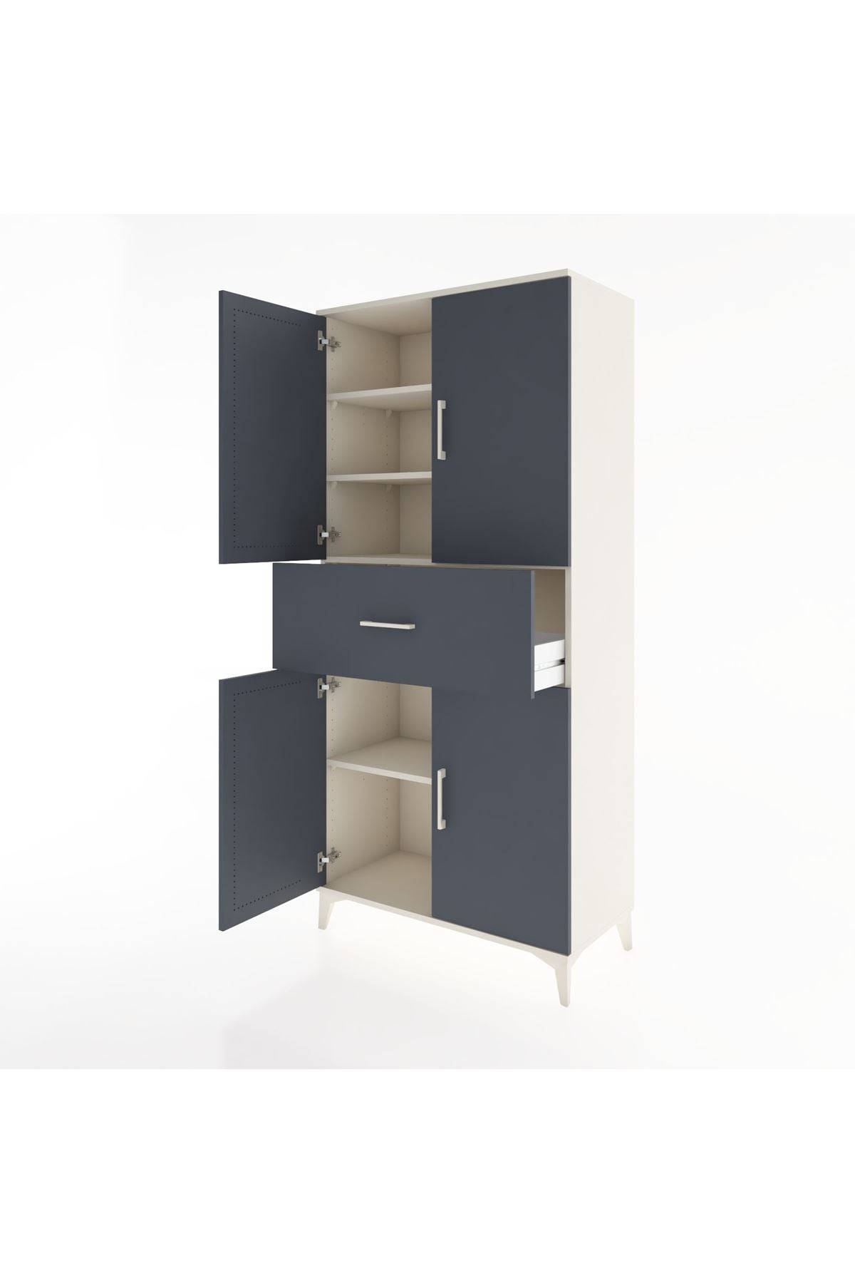 Hyperion Dolap 4 Raflı Tek Çekmeceli 4 Kapaklı 88x44x195 Aytaşı-Antrasit