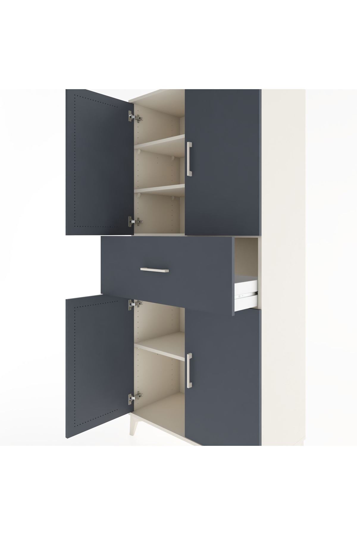 Hyperion Dolap 4 Raflı Tek Çekmeceli 4 Kapaklı 88x44x195 Aytaşı-Antrasit