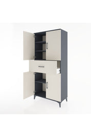 Hyperion Dolap 4 Raflı Tek Çekmeceli 4 Kapaklı 88x44x195 Antrasit-Aytaşı