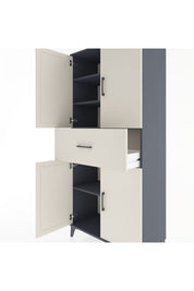 Hyperion Dolap 4 Raflı Tek Çekmeceli 4 Kapaklı 88x44x195 Antrasit-Aytaşı