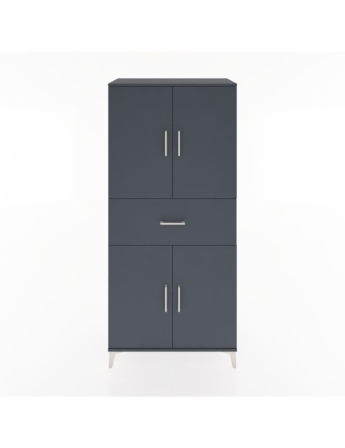 Hyperion Dolap 4 Raflı Tek Çekmeceli 4 Kapaklı 88x44x195 Antrasit-Antrasit