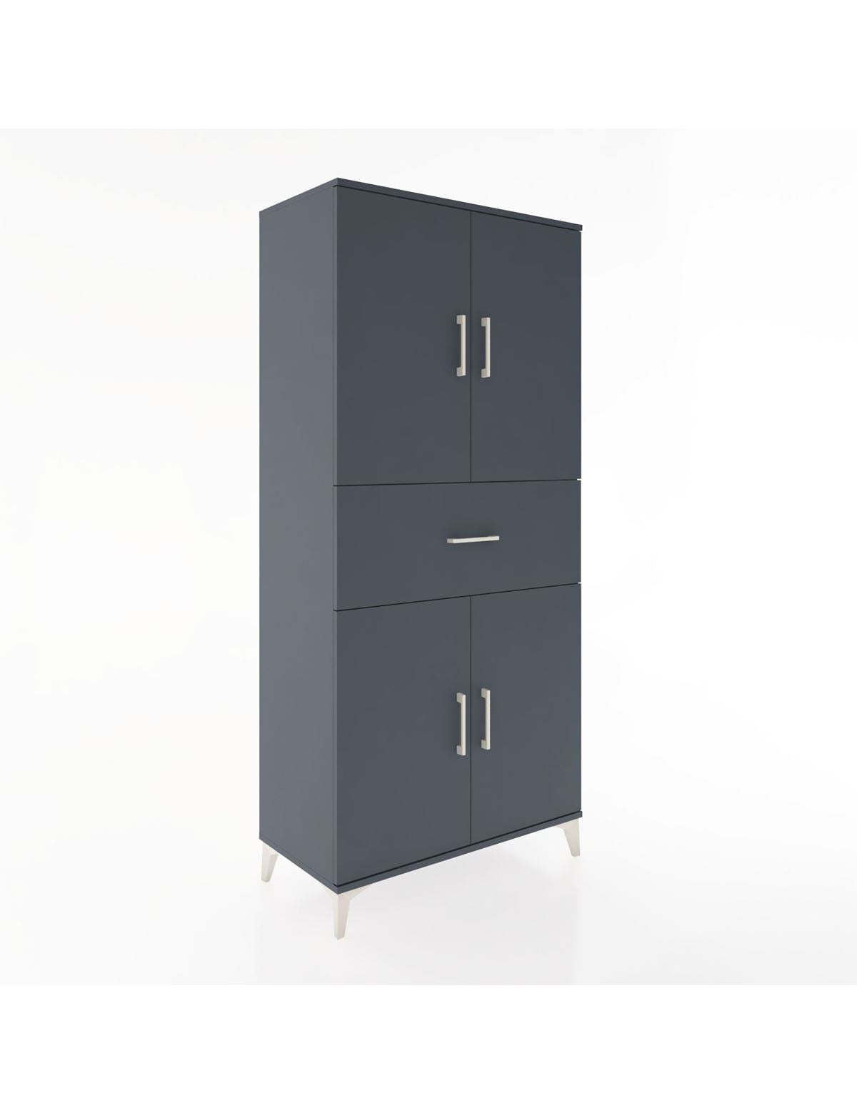 Hyperion Dolap 4 Raflı Tek Çekmeceli 4 Kapaklı 88x44x195 Antrasit-Antrasit