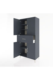 Hyperion Dolap 4 Raflı Tek Çekmeceli 4 Kapaklı 88x44x195 Antrasit-Antrasit