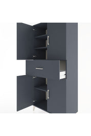 Hyperion Dolap 4 Raflı Tek Çekmeceli 4 Kapaklı 88x44x195 Antrasit-Antrasit