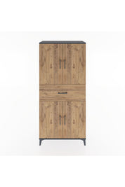 Hyperion Dolap 4 Raflı Tek Çekmeceli 4 Kapaklı 88x44x195 Antrasit-Çam