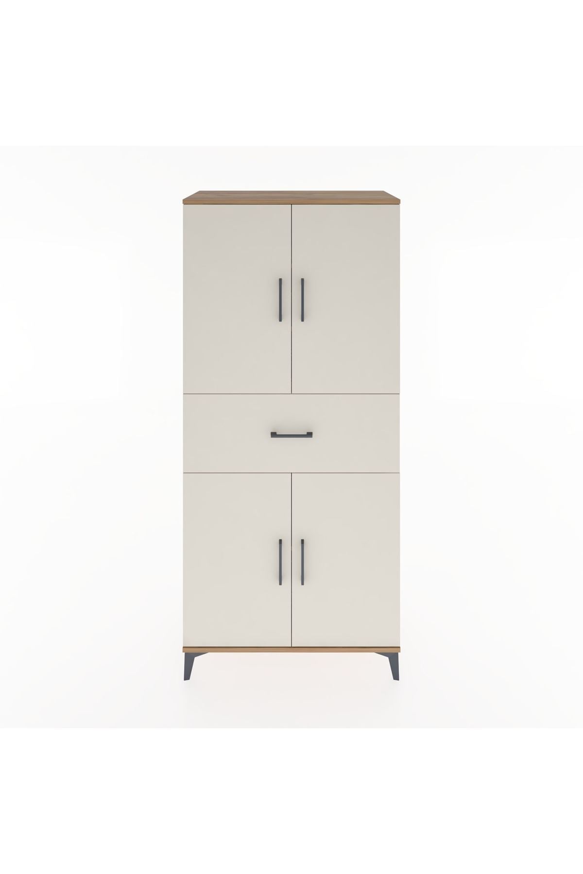 Hyperion Dolap 4 Raflı Tek Çekmeceli 4 Kapaklı 88x44x195 Çam-Aytaşı