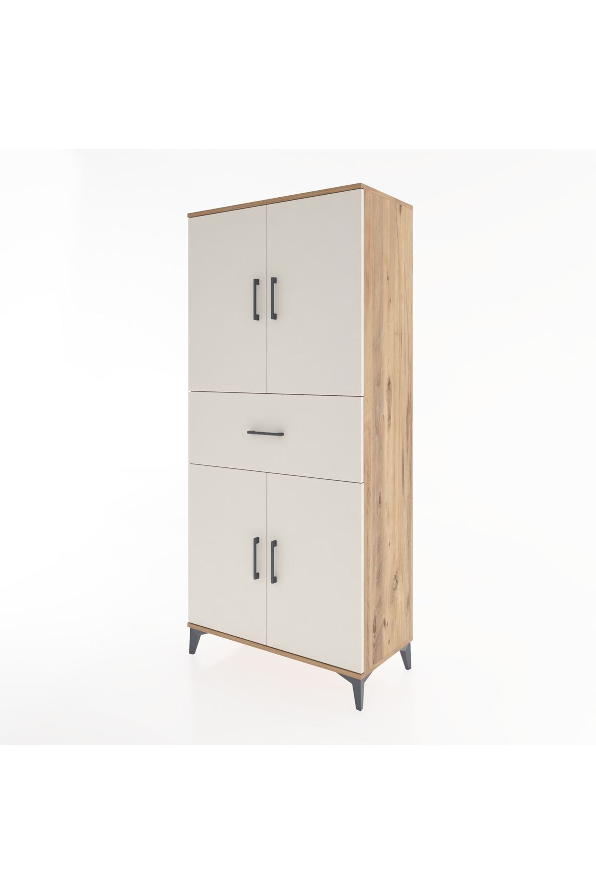 Hyperion Dolap 4 Raflı Tek Çekmeceli 4 Kapaklı 88x44x195 Çam-Aytaşı