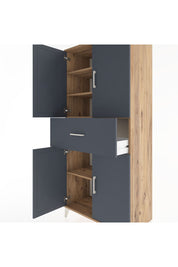 Hyperion Dolap 4 Raflı Tek Çekmeceli 4 Kapaklı 88x44x195 Çam-Antrasit