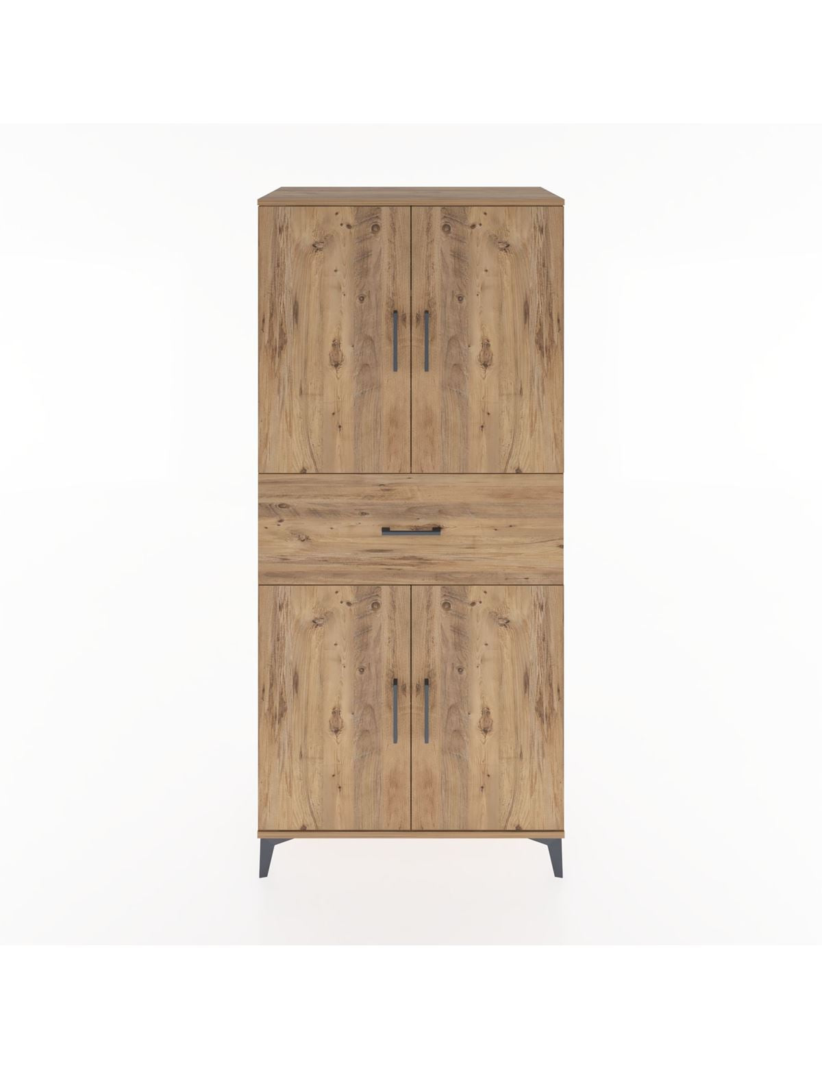 Hyperion Dolap 4 Raflı Tek Çekmeceli 4 Kapaklı 88x44x195 Çam-Çam