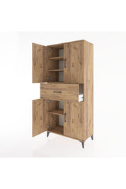 Hyperion Dolap 4 Raflı Tek Çekmeceli 4 Kapaklı 88x44x195 Çam-Çam