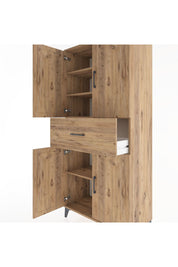 Hyperion Dolap 4 Raflı Tek Çekmeceli 4 Kapaklı 88x44x195 Çam-Çam