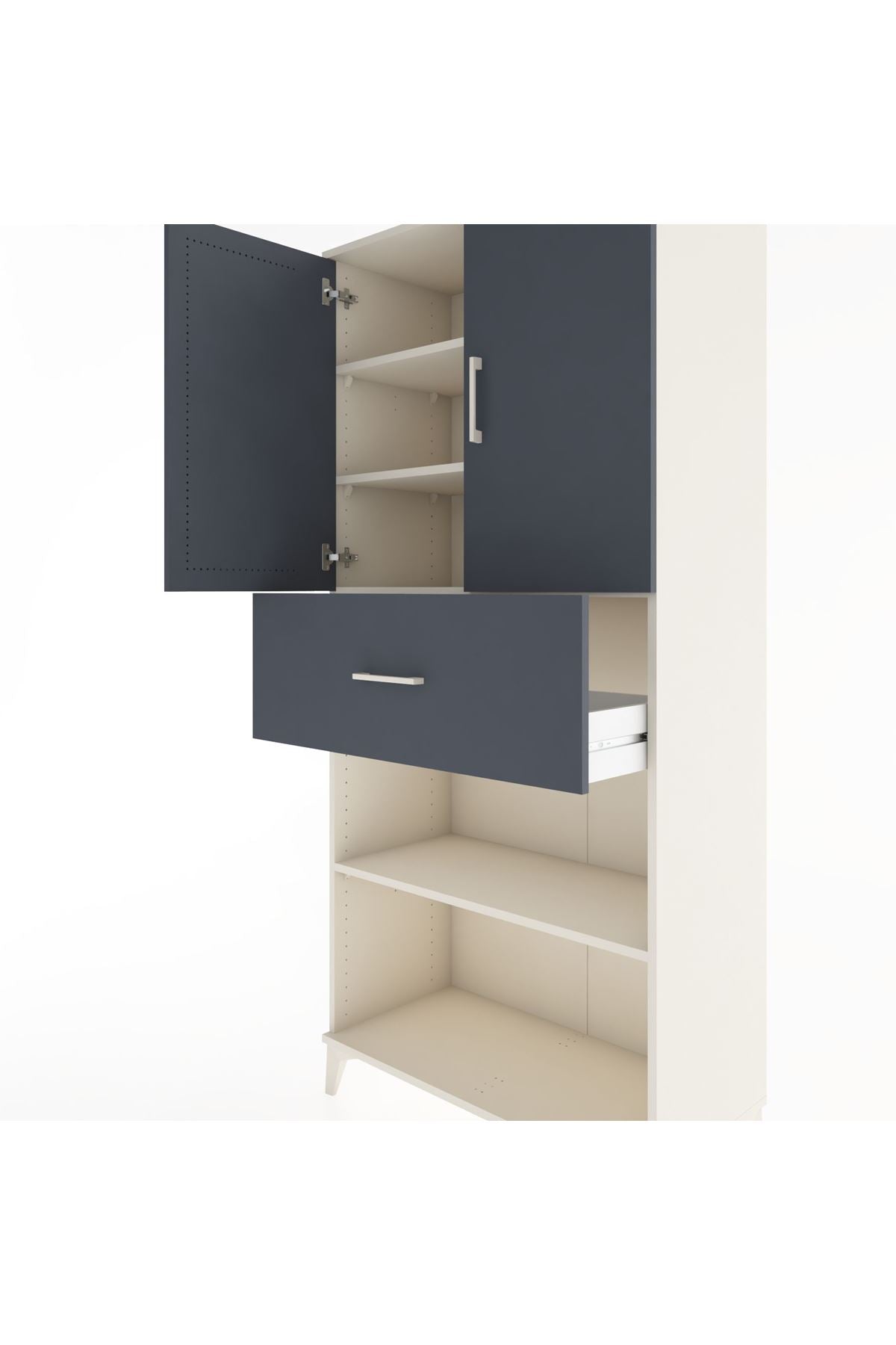 Hyperion Dolap 4 Raflı Tek Çekmeceli 2 Kapaklı 88x44x195 Aytaşı-Antrasit