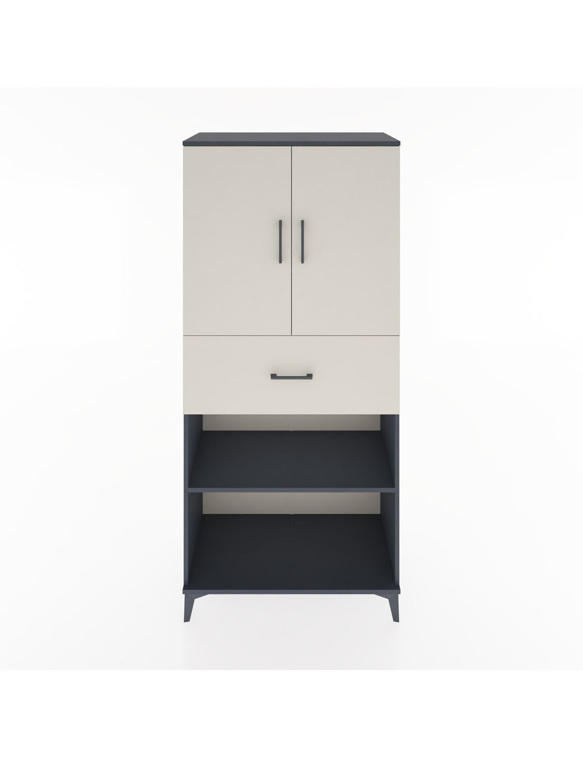 Hyperion Dolap 4 Raflı Tek Çekmeceli 2 Kapaklı 88x44x195 Antrasit-Aytaşı