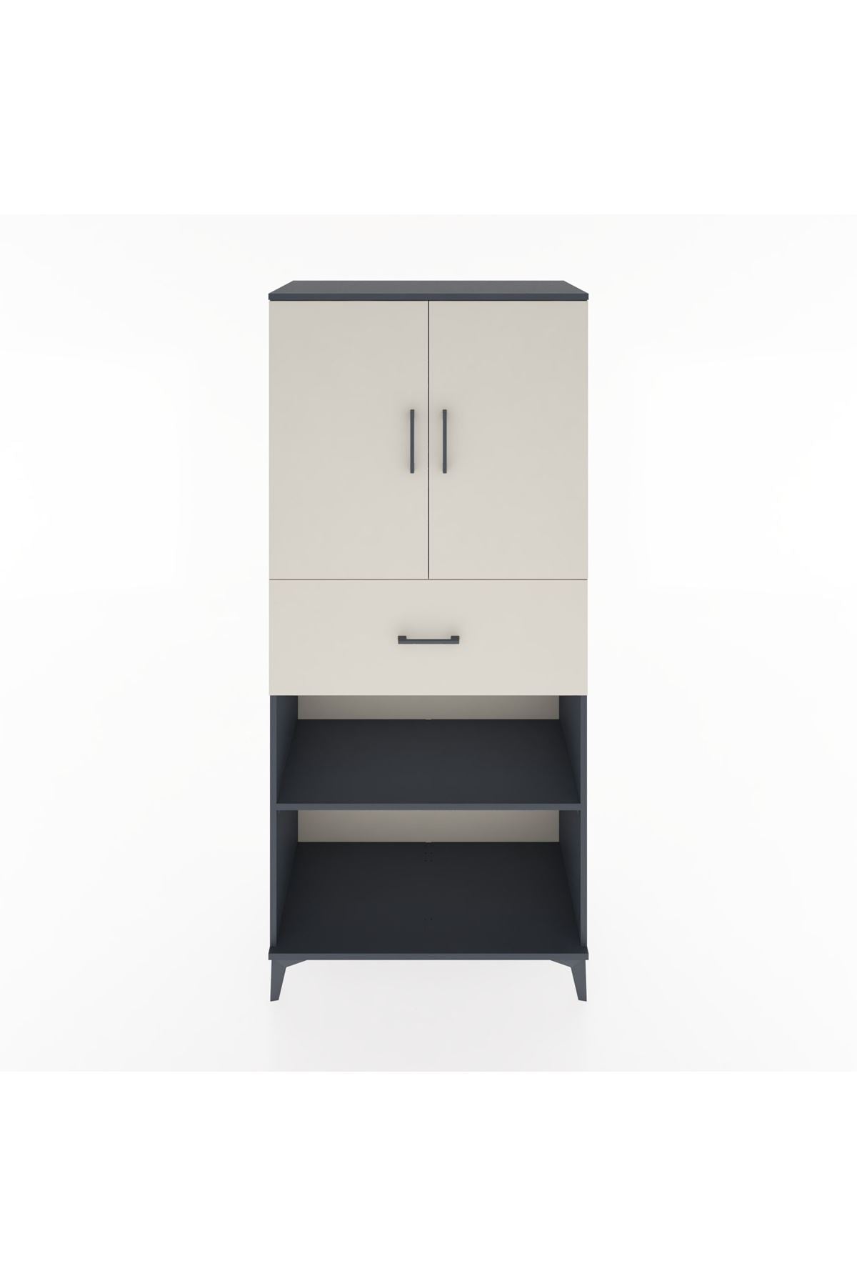 Hyperion Dolap 4 Raflı Tek Çekmeceli 2 Kapaklı 88x44x195 Antrasit-Aytaşı