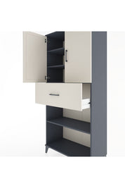 Hyperion Dolap 4 Raflı Tek Çekmeceli 2 Kapaklı 88x44x195 Antrasit-Aytaşı