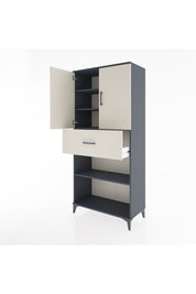 Hyperion Dolap 4 Raflı Tek Çekmeceli 2 Kapaklı 88x44x195 Antrasit-Aytaşı