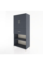 Hyperion Dolap 4 Raflı Tek Çekmeceli 2 Kapaklı 88x44x195 Antrasit-Antrasit