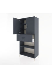 Hyperion Dolap 4 Raflı Tek Çekmeceli 2 Kapaklı 88x44x195 Antrasit-Antrasit