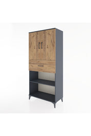 Hyperion Dolap 4 Raflı Tek Çekmeceli 2 Kapaklı 88x44x195 Antrasit-Çam