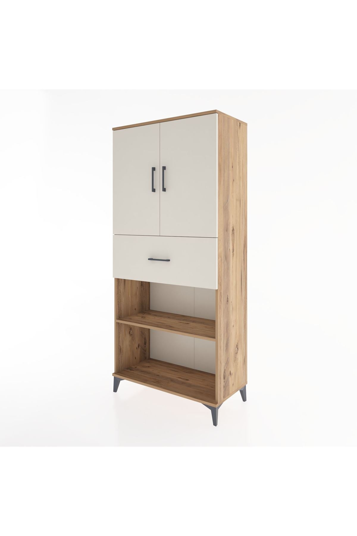 Hyperion Dolap 4 Raflı Tek Çekmeceli 2 Kapaklı 88x44x195 Çam-Aytaşı