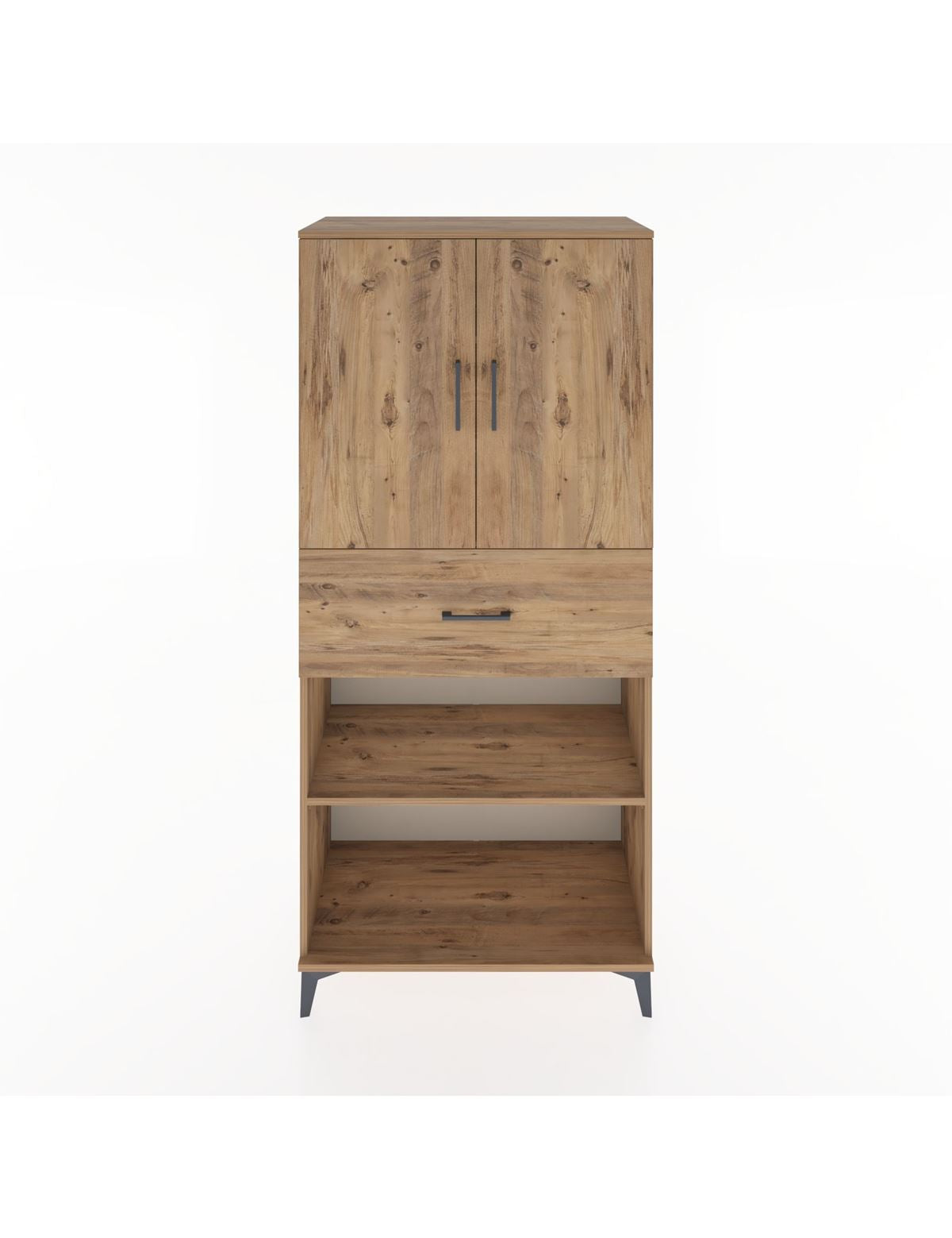 Hyperion Dolap 4 Raflı Tek Çekmeceli 2 Kapaklı 88x44x195 Çam-Çam