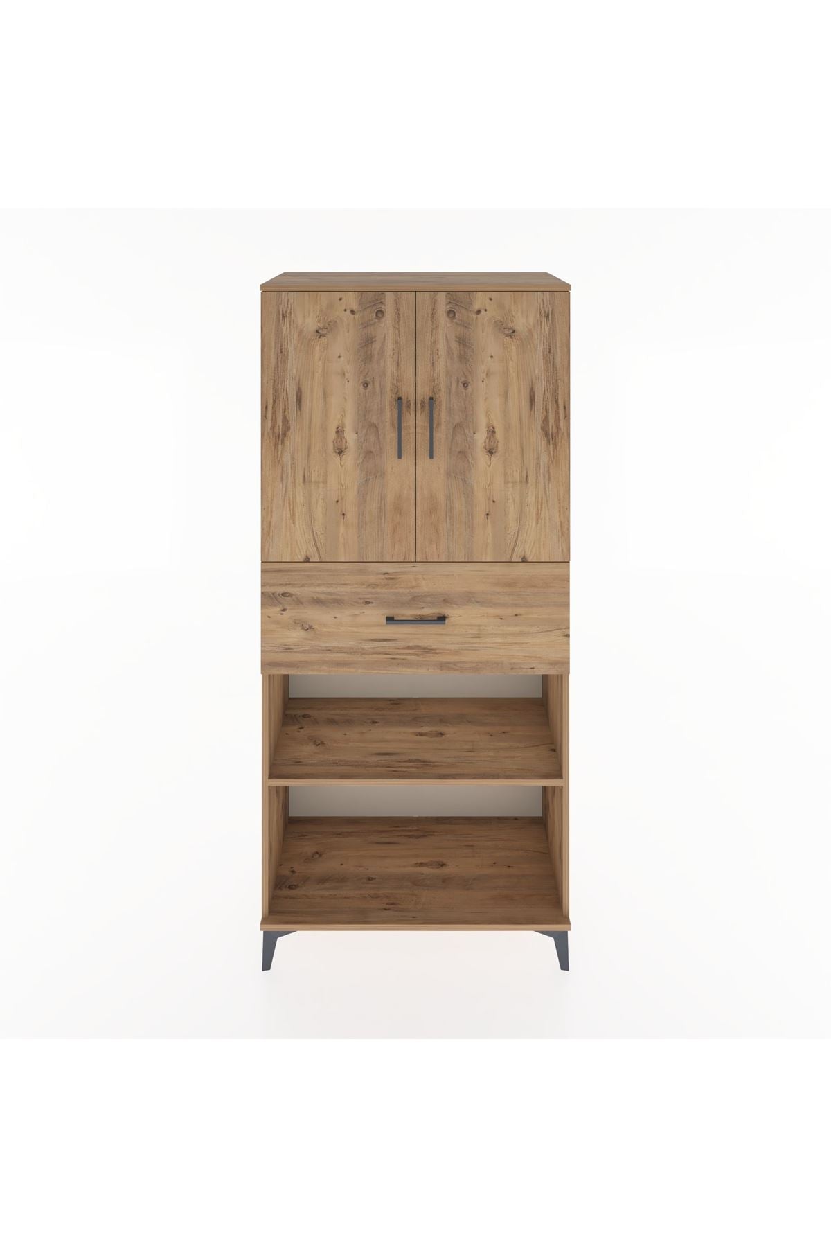 Hyperion Dolap 4 Raflı Tek Çekmeceli 2 Kapaklı 88x44x195 Çam-Çam