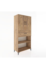 Hyperion Dolap 4 Raflı Tek Çekmeceli 2 Kapaklı 88x44x195 Çam-Çam