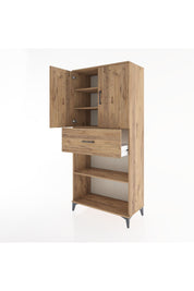 Hyperion Dolap 4 Raflı Tek Çekmeceli 2 Kapaklı 88x44x195 Çam-Çam