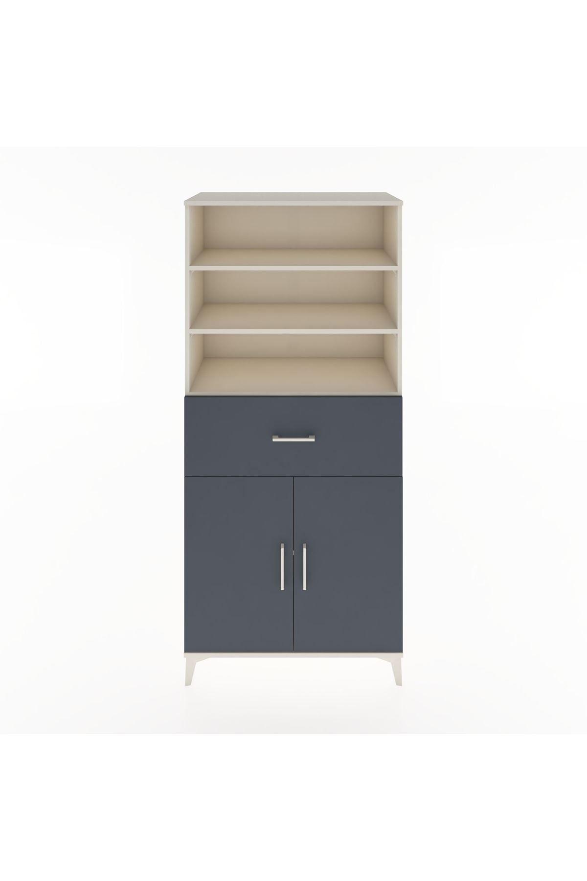 Hyperion Dolap 4 Raflı Tek Çekmeceli 2 Kapaklı 88x44x195 Aytaşı-Antrasit