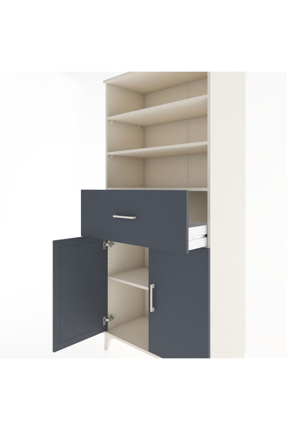 Hyperion Dolap 4 Raflı Tek Çekmeceli 2 Kapaklı 88x44x195 Aytaşı-Antrasit