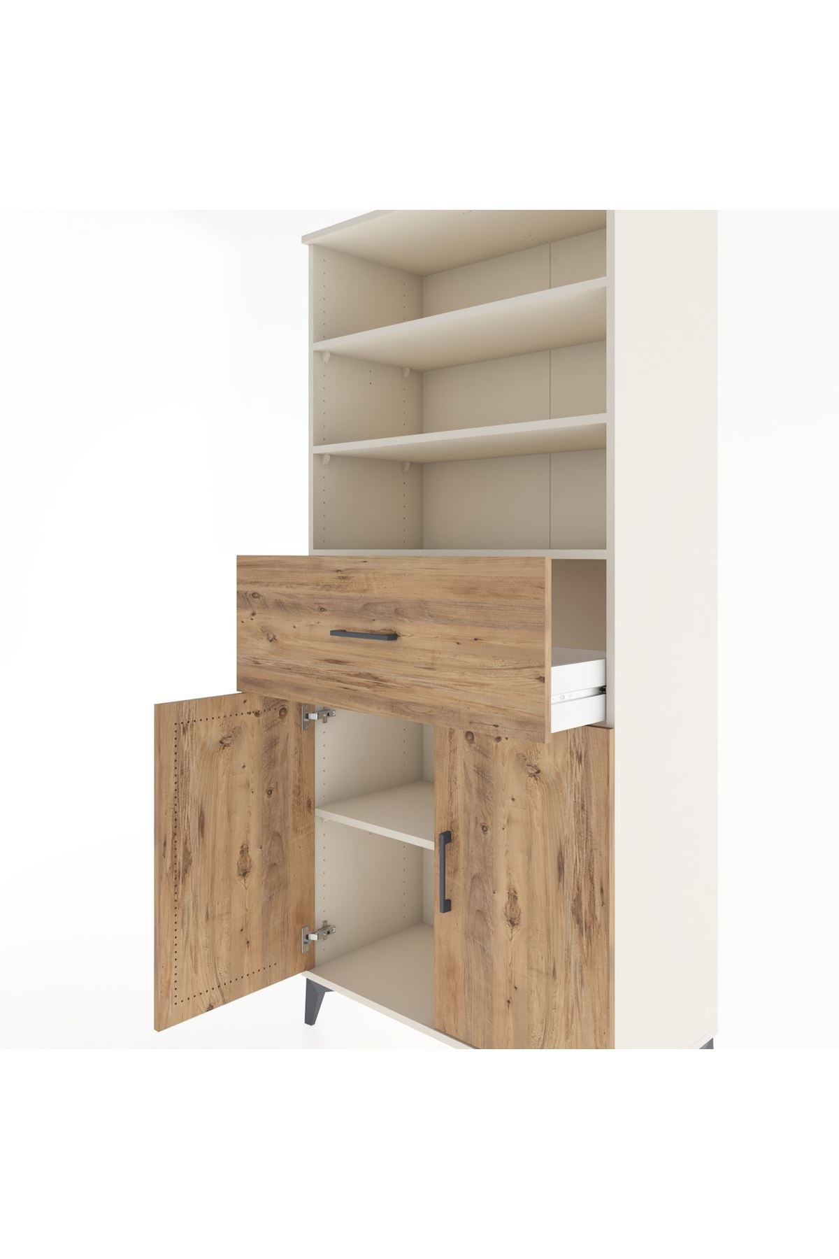 Hyperion Dolap 4 Raflı Tek Çekmeceli 2 Kapaklı 88x44x195 Aytaşı-Çam