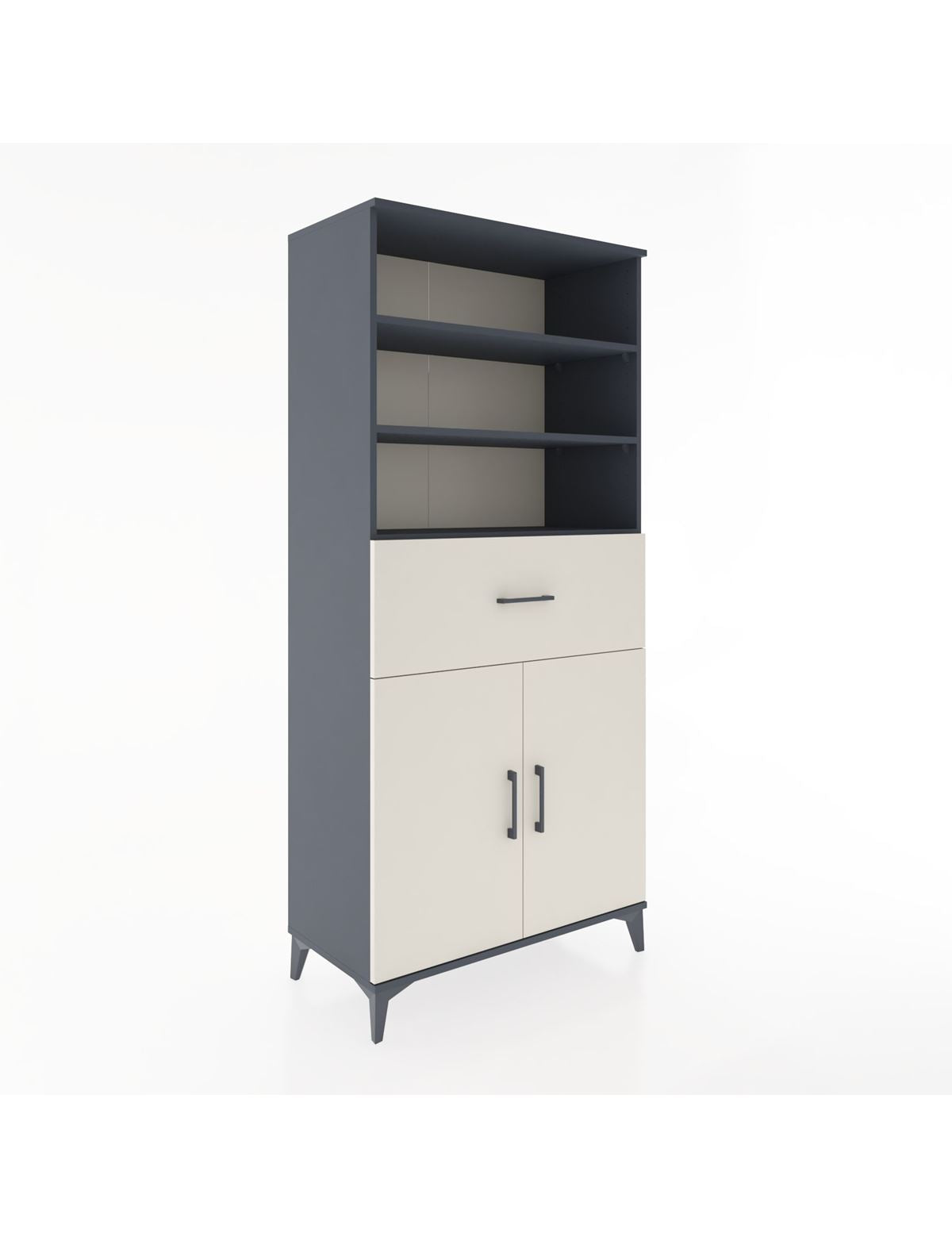 Hyperion Dolap 4 Raflı Tek Çekmeceli 2 Kapaklı 88x44x195 Antrasit-Aytaşı