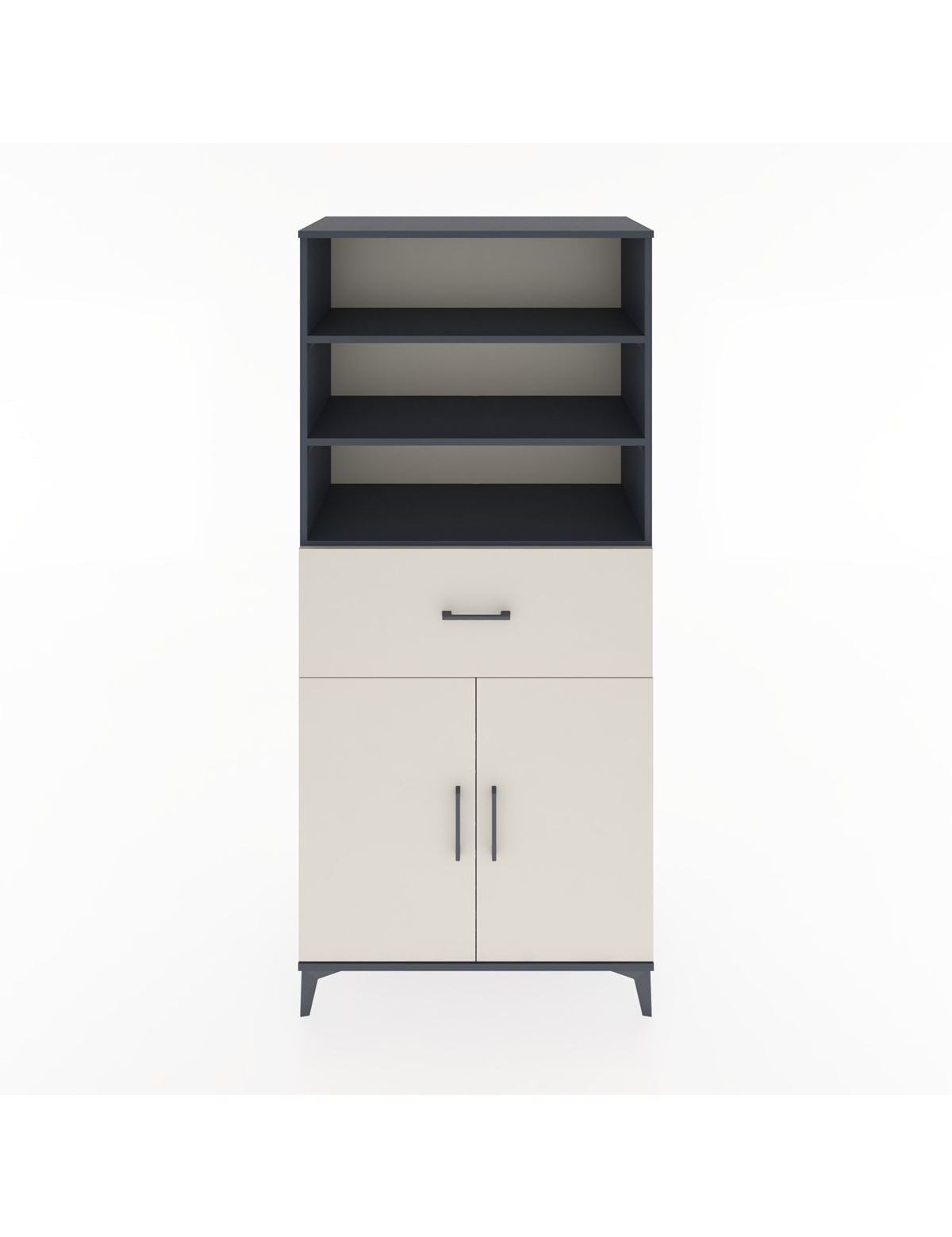 Hyperion Dolap 4 Raflı Tek Çekmeceli 2 Kapaklı 88x44x195 Antrasit-Aytaşı