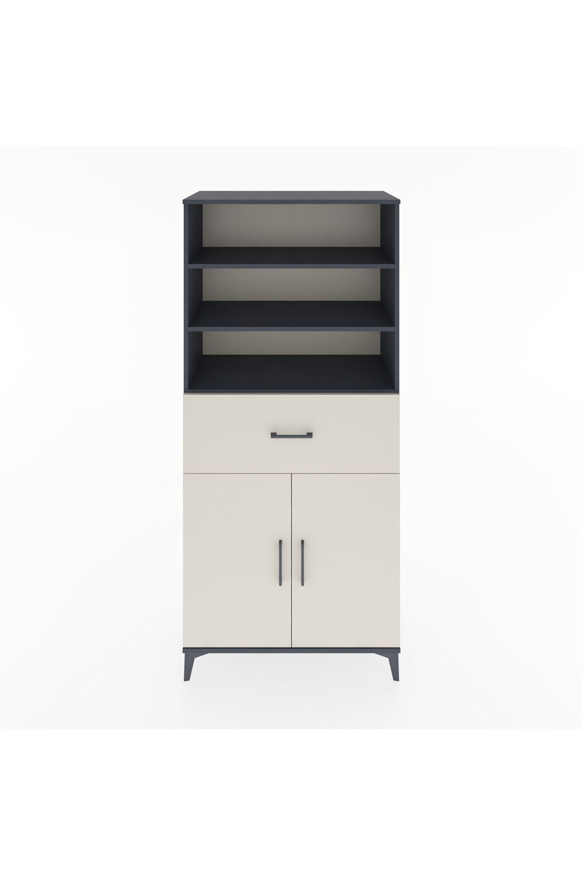Hyperion Dolap 4 Raflı Tek Çekmeceli 2 Kapaklı 88x44x195 Antrasit-Aytaşı