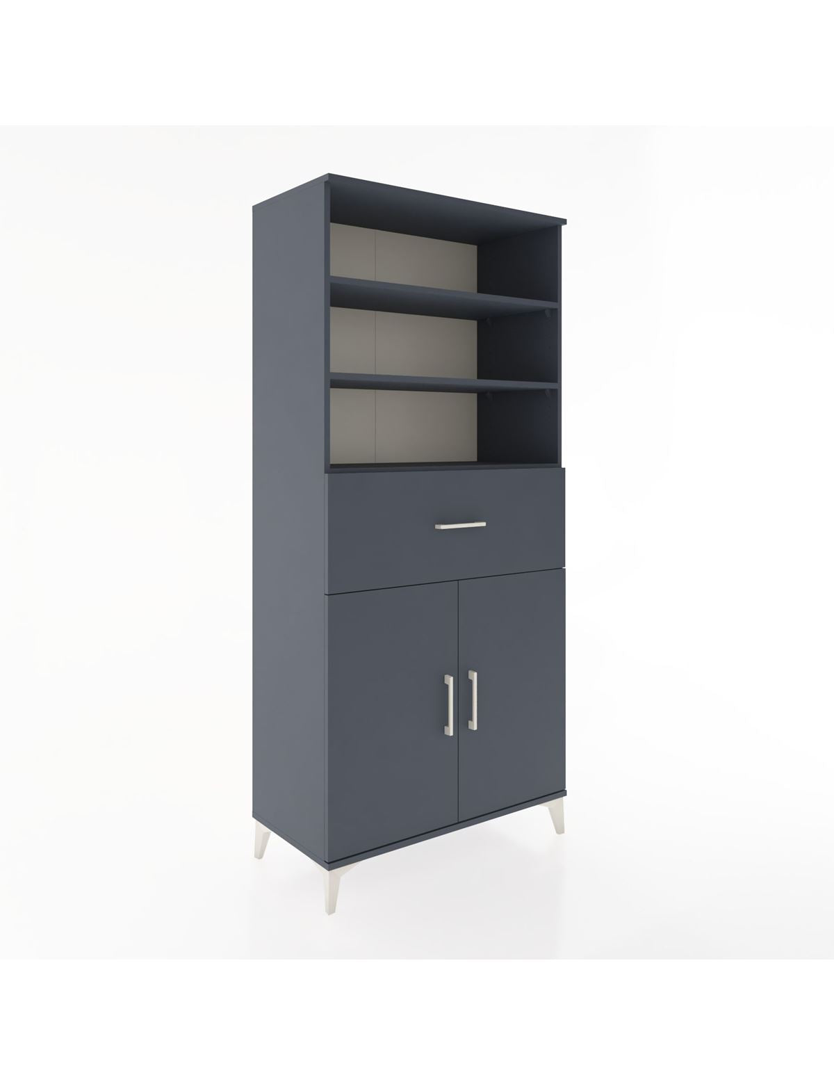 Hyperion Dolap 4 Raflı Tek Çekmeceli 2 Kapaklı 88x44x195 Antrasit-Antrasit