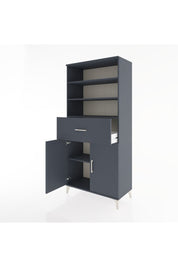 Hyperion Dolap 4 Raflı Tek Çekmeceli 2 Kapaklı 88x44x195 Antrasit-Antrasit