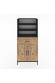 Hyperion Dolap 4 Raflı Tek Çekmeceli 2 Kapaklı 88x44x195 Antrasit-Çam