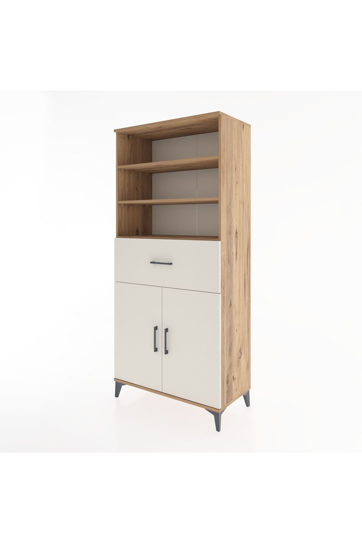 Hyperion Dolap 4 Raflı Tek Çekmeceli 2 Kapaklı 88x44x195 Çam-Aytaşı