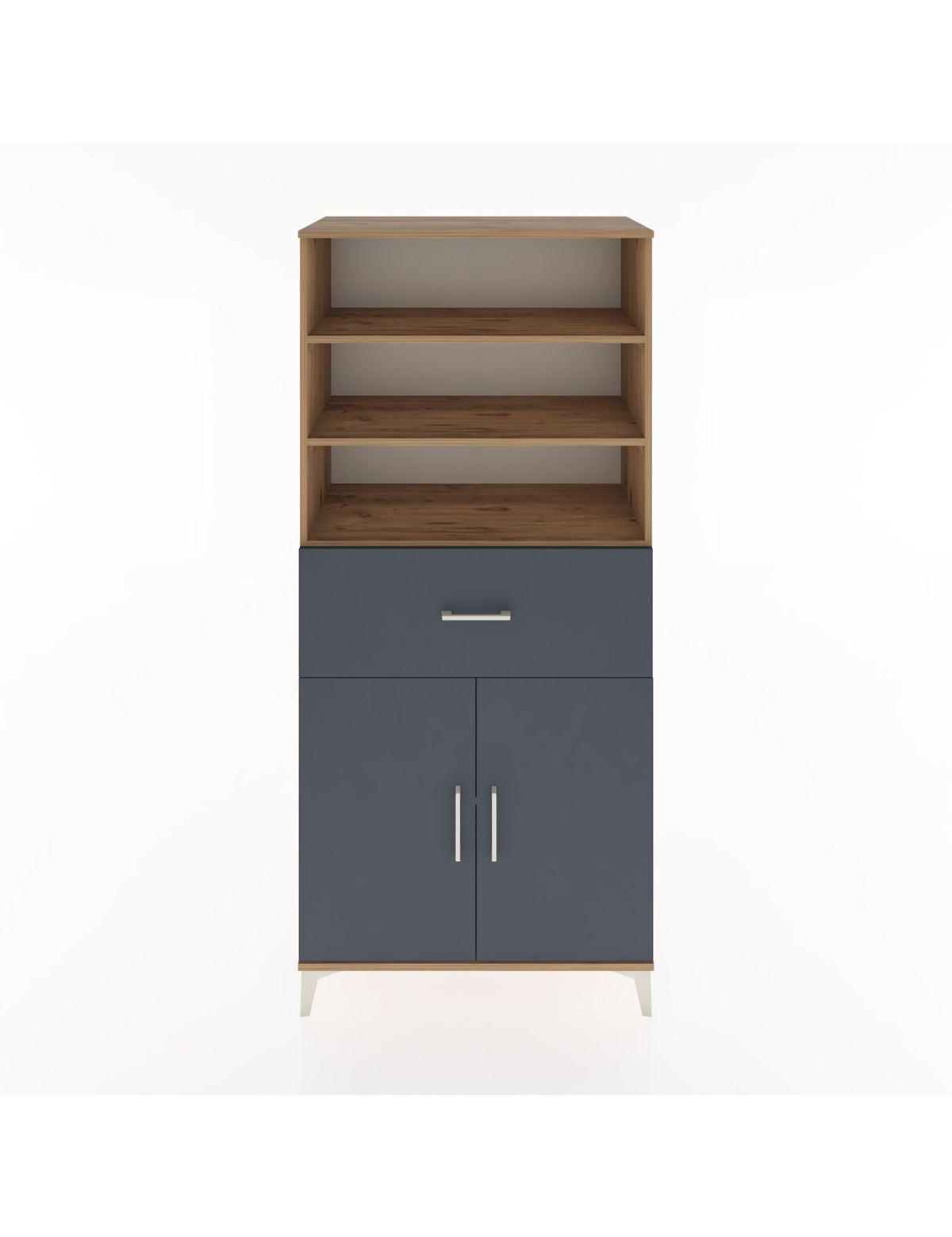 Hyperion Dolap 4 Raflı Tek Çekmeceli 2 Kapaklı 88x44x195 Çam-Antrasit