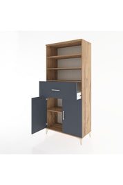 Hyperion Dolap 4 Raflı Tek Çekmeceli 2 Kapaklı 88x44x195 Çam-Antrasit