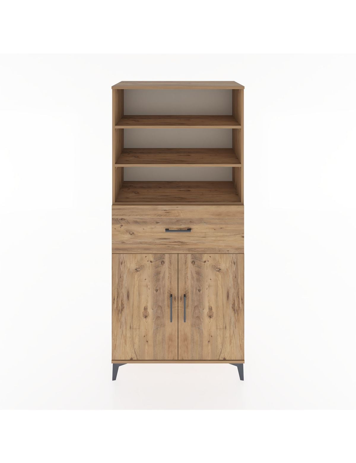 Hyperion Dolap 4 Raflı Tek Çekmeceli 2 Kapaklı 88x44x195 Çam-Çam